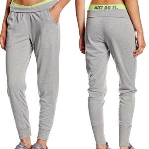 Nike Dri Fit Fold Over Joggers. Lime Green